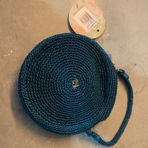 Blue peace sign wristlet